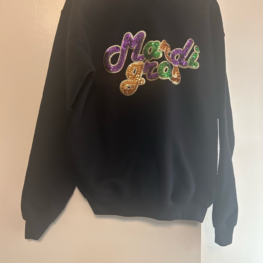 Gildan Black Sweatshirt with Purple and Gold Design